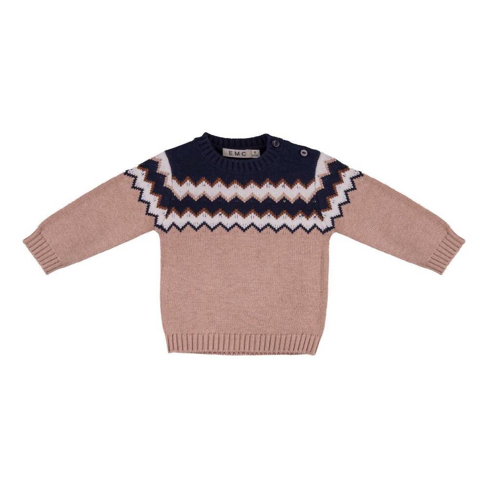 NEW EMC boy's jacquard knit sweater in brown